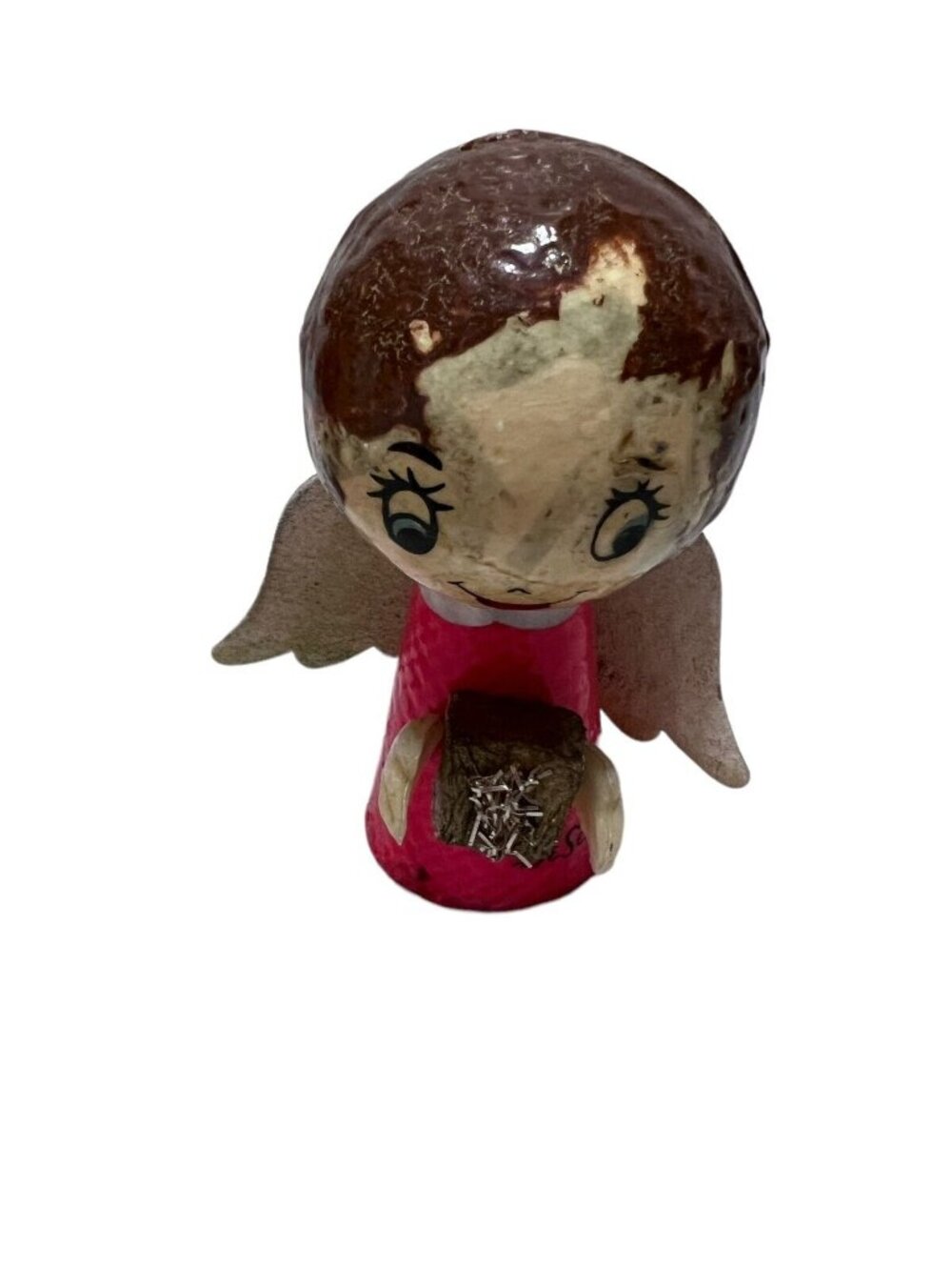 De Sela Angel Christmas Ornament Paper Mache Styrofoam Mexico Vintage Set of 2 - Picture 3 of 10